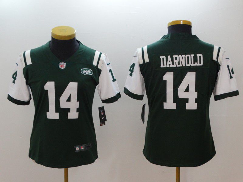 Women New York Jets #14 Darnold Green Nike Vapor Untouchable Playe NFL Jerseys->women nfl jersey->Women Jersey